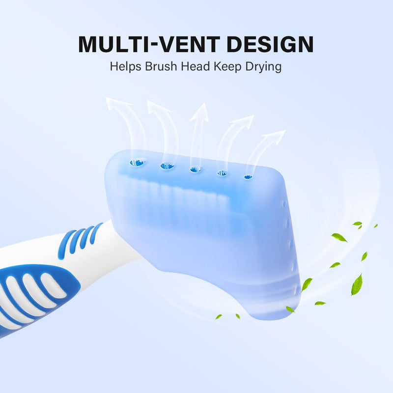 Anbbas Silicone Denture Brush Cover Fit Most Denture Toothbrushes(Pack of 2) 2Brush Covers(Blue) - BeesActive Australia