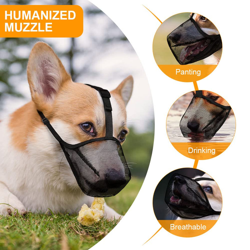 Adiwo muzzle for dogs, dog muzzle with rounded mesh loop, breathable, safe, quick fit for small, medium and large dogs, adjustable eating protection, dog biting and chewing, M/22-25 cm - BeesActive Australia