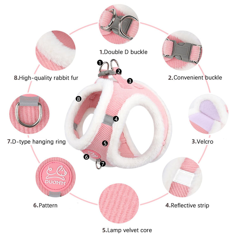 Cat leash, escape-proof cats, cat harness and cat leash set, with pull rope, with reflective strips, suitable for medium-sized cats, XS (neck circumference: 28-30 cm, bust width: 32-36 cm), pink - BeesActive Australia