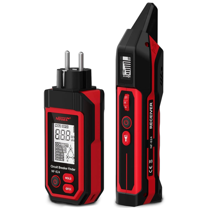 NOYAFA NF-824 Circuit Breaker Finder Tool with 3 Accessories &GFCI Outlet Tester