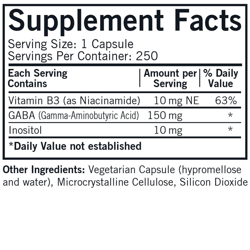 GABA 150 mg w / Niacinamide & Inositol - Hypoallergenic , 250 capsules