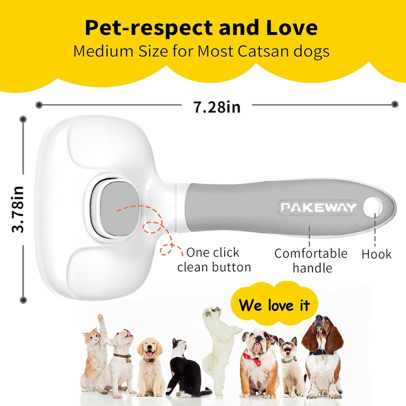 PAKEWAY Self Cleaning Slicker Brush, Grooming Brush for Cat Dog, Dog Brush for Shedding, Deshedding Brush, Gently Removes Loose Undercoat, Mats Tangled & Tangled Hair - BeesActive Australia