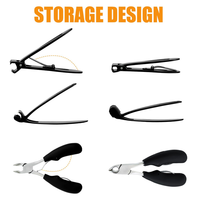 Precision Stainless Steel Heavy Duty Angled Head,Wide Jaw Clippers for Seniors and Man,Ingrown Toenail,Thick Nail.Extra-Long Handle, Extra-Large Slanted Nail Cutter. Men,Women,Elderly.7Pcs (7PCS NAI) 7PCS Nai - BeesActive Australia