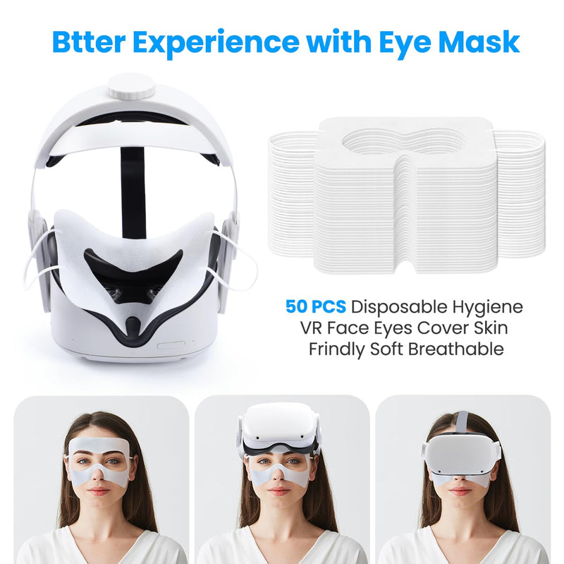 White Disposable VR Face Cover, Compatible with Apple Vision Pro VR Face Cover, Disposable Hygiene VR Face Eyes Mask, VR Mask Pads Covers Compatible with Quest 3, Quest 2 (50Pcs) - BeesActive Australia