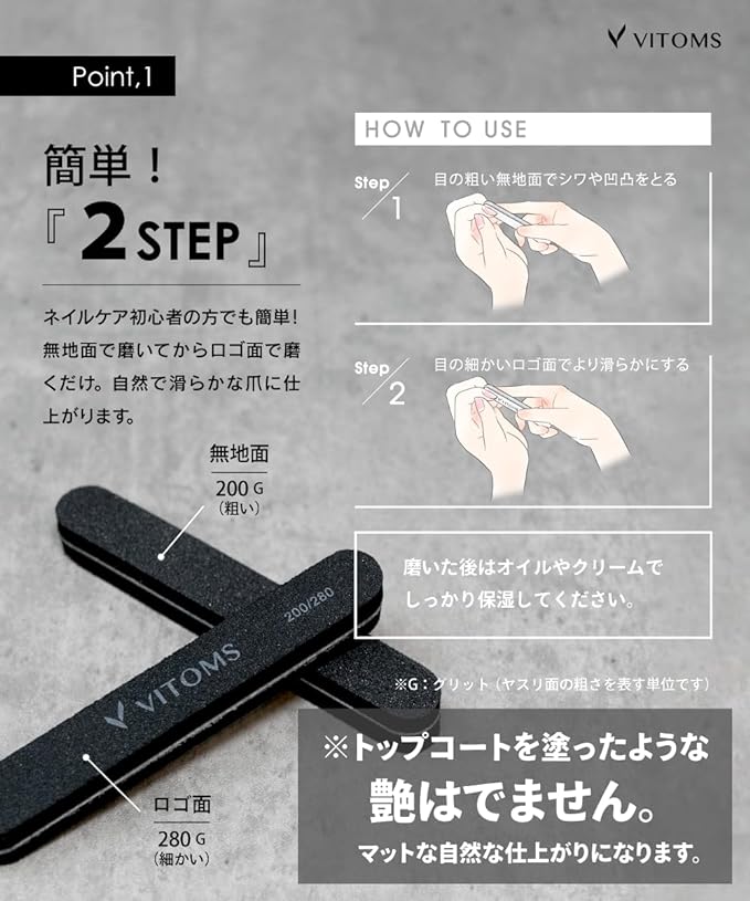 VITOMS Nail File, Nail Polish, Sponge File, Set of 5, Men's, Black (with Storage Pouch), Nail Care (BLACK) - BeesActive Australia