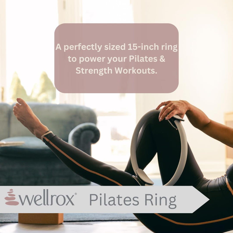 Wellrox Pilates Ring and Carrying Bag- Lightweight Magic Circle Yoga Ring- Core, Thigh and Arm Exerciser for Yoga, Pilates, Strength Training (15 inches) Black