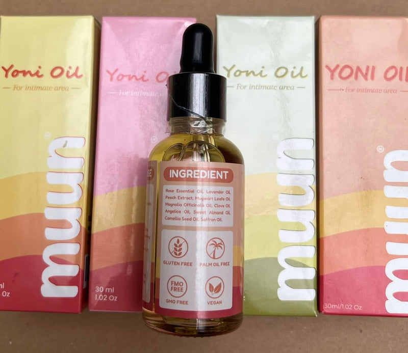 Muun Yoni Oil - Vaginal dryness Odor Eliminator and Soothes - Moisturizer Wetness Hygiene Intimate Deodorant for Women Herbal Blend Feminine Oil (Peach) Peach - BeesActive Australia