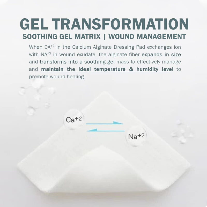 EVERLIT Calcium Alginate Wound Dressing | Gentle, Non-Stick Sterile Dressing Pad | Soft and Highly Absorbent Bandage with Soothing Gel Matrix (Pack of 20) Pack of 20