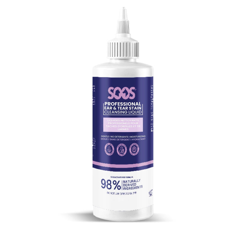 SOOS Pet Natural Ear and Eye Stain Cleansing Liquid for Dog & Cat - Cleaning Your Pets Ears and Eyes - 120ml