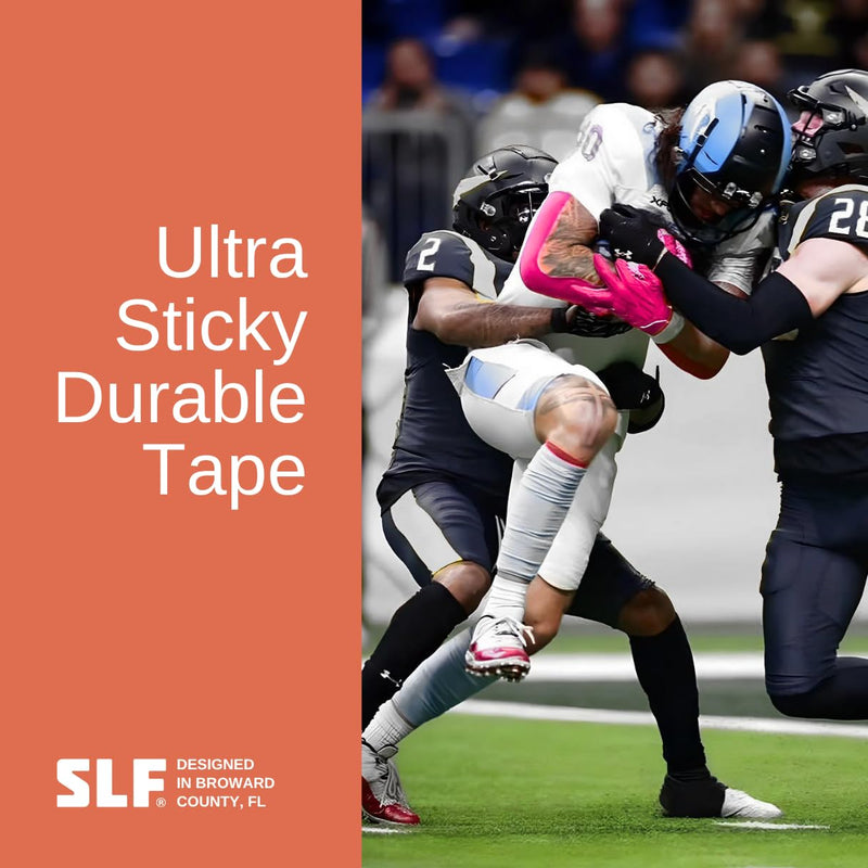 SLEEFS Pink Turf Tape Football - Extra Wide Waterproof Sports Athletic Tape - Flexible Breathable Ultra Sticky for Arms, Wrists, Ankles, Injuries - Lacrosse, Soccer, Baseball, Basketball