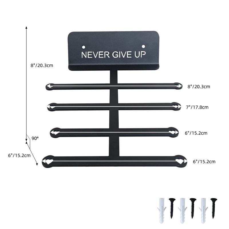 Resistance Rack Band Storage Hanger Gym Equipment Organizer Pull Up Bands Jump Ropes, Never Give Up Gym Décor Storage Rack for Home Gym