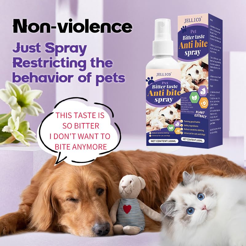 Pet Training & Deterrent Spray - Natural Bitter Formula to Stop Chewing, Set Boundaries, Indoor/Outdoor Use, Safe for Pets & Furniture, 3.4 fl oz (100ml)