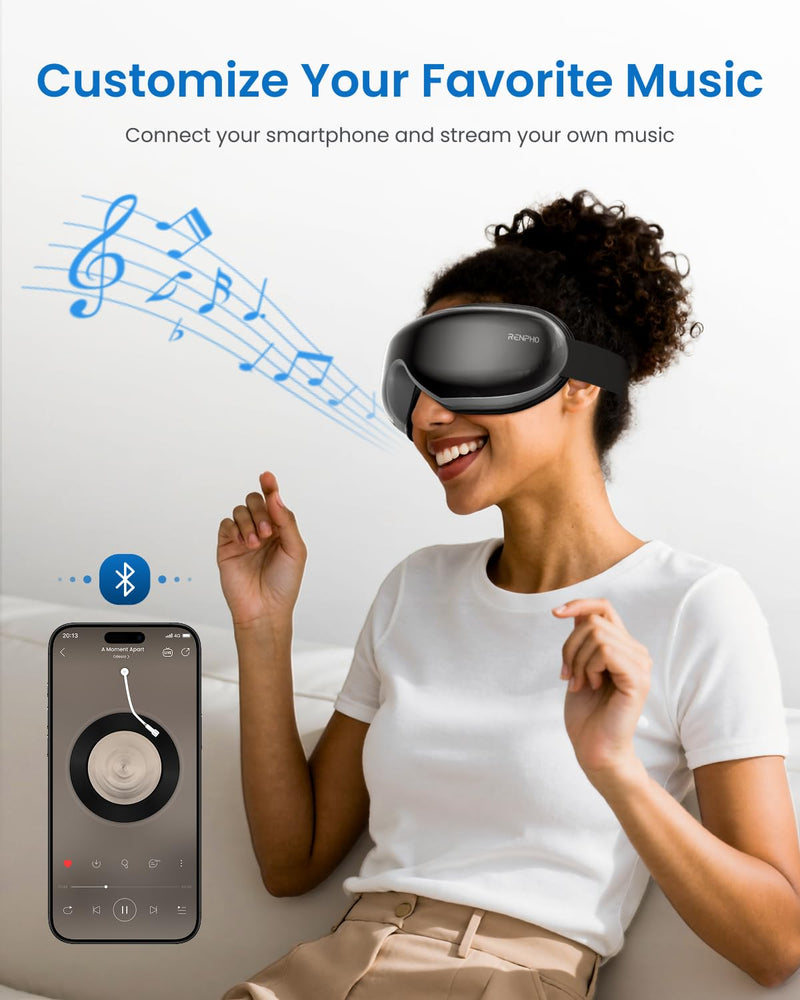 RENPHO Eyeris 1 Eye Massager with Heat, Birthday Gifts Eye Mask for Mom Dad Women Men Her Him, Smart Sleep Mask for Relax, Reduce Strain B-black - BeesActive Australia