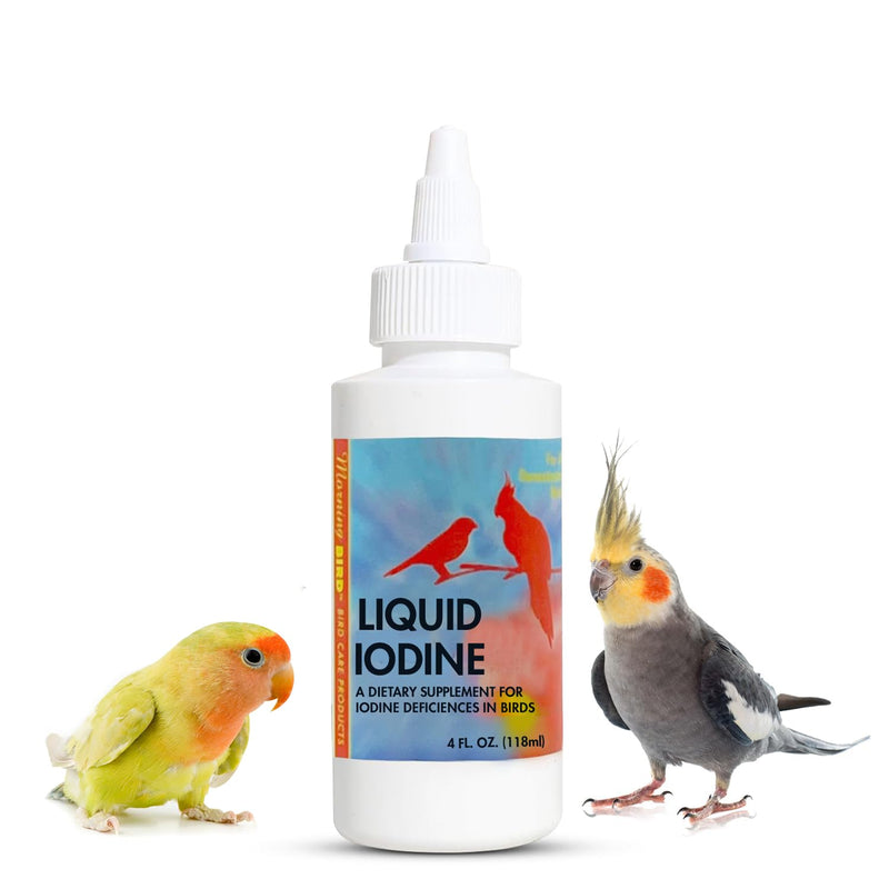 Morning Bird Liquid Iodine for Birds 4 fl oz – Iodine Mineral Supplement – Supports Feather Growth, Molting, Energy & Healthy Thyroid Function – Easy-to-Use Drops