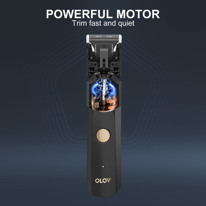 OLOV Electric Groin Hair Trimmer - Ball Trimmer for Men - Nose Hair Trimmer, Replaceable Ceramic Blade Heads, USB Recharge Dock & Nosetrimmer Head, Waterproof Male Hygiene Razor Black Trimmer - BeesActive Australia