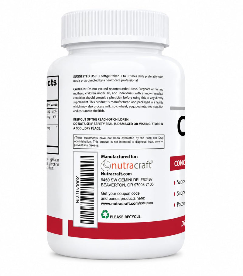 Cranberry Extract 50:1 (252mg per Softgel) with Vitamin C (20mg) & Vitamin E (1.4mg) – Urinary Tract Support – 60 Softgels