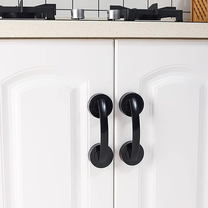 Toilet Suction Cup Handrail Bath Strong Suction Cup Nursing Door Handle Handrail for Children Elderly People Fall Prevention Anti-slip Bathtub Handrail for Bathtub Bathroom DIY Entrance Handrail Easy Installation Set of 2 (Black) - BeesActive Australia