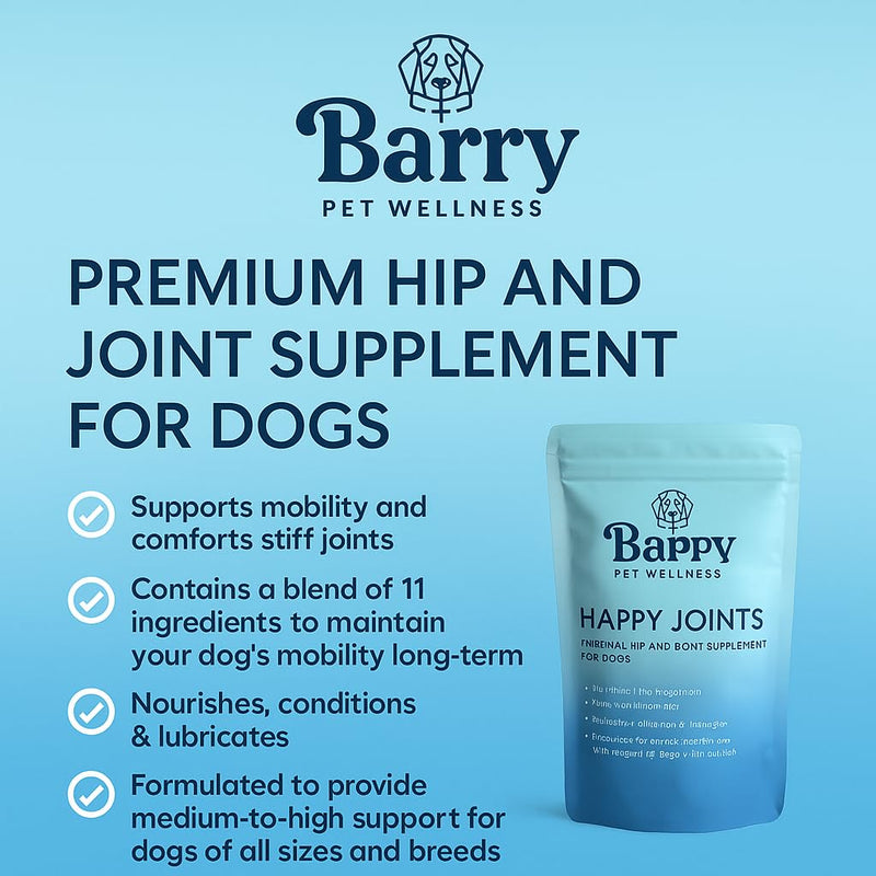 Happy Joints | Premium Hip and Joint Supplements for Dogs | Aids Stiff Joints |Collagen for Dogs | Supports Mobility | Relieves Pain In Hip & Joint