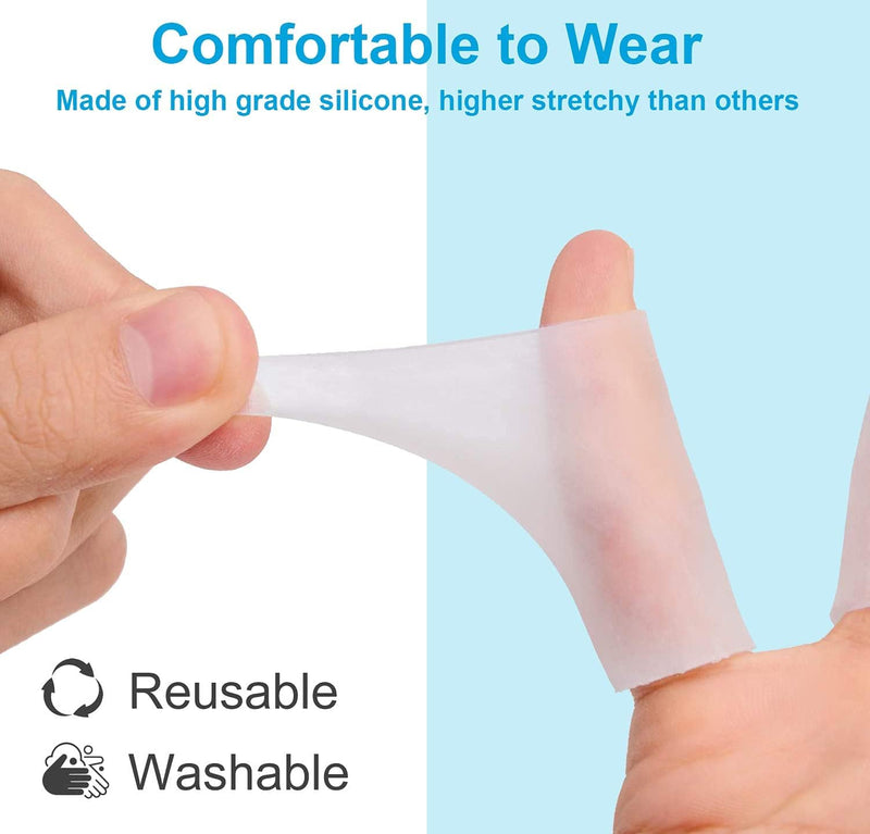 Sumifun Finger Sleeves, 20PCS Gel Thumb Finger Tubes for Arthritis, Trigger Finger Pain, Silicone Fingers Protector for Golf, Basketball, Golf, Rugby, Cracked Finger Clear