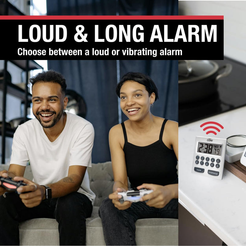 CDN Direct Entry 2- Alarm Digital Kitchen Timer | Counts Up & Down, 10 Hours by Hours, Minutes & Seconds, Big Digit, Loud & Long Audio/Vibrate Alarm, Stand, Hang, Magnet Mounting - TM30 - BeesActive Australia