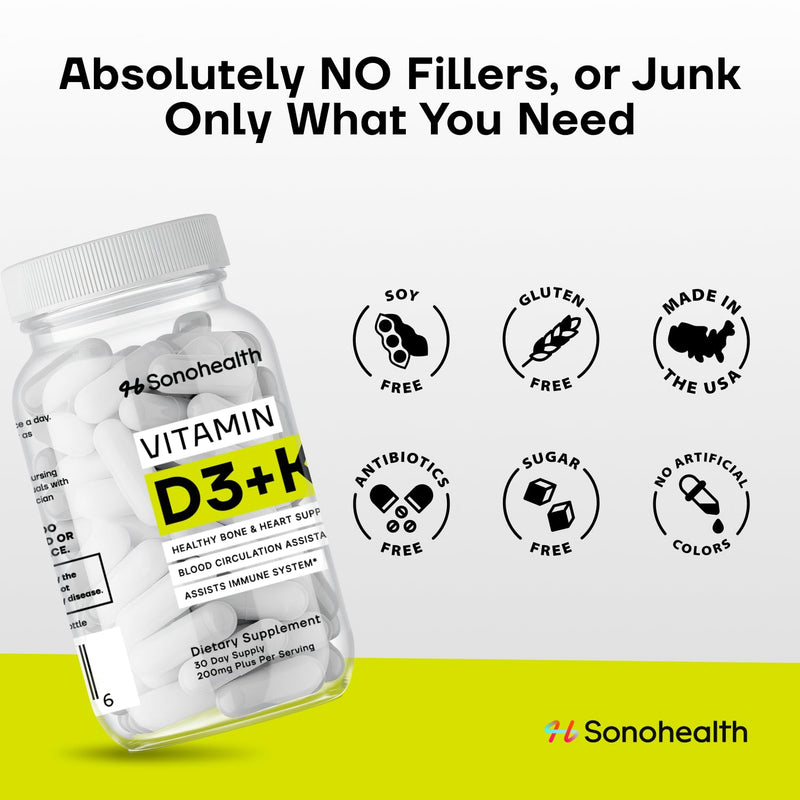 Vitamin D3 + K2 with BioPerine – High Absorption 3-in-1 Formula – Vegan-Friendly, Non-GMO, Gluten-Free – Supports Bone, Heart, and Immune Health – 60 Capsule 1 Count (Pack of 60)