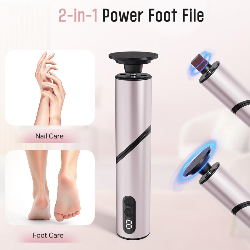 Electric Foot Callus Remover, 2-in-1 Rechargeable Foot File Callus Remover for Feet, Max 900RPM 9 Adjustable Speeds Foot Scrubber for Dead Skin Pedicure Cracked （1 Pack） Pink - BeesActive Australia