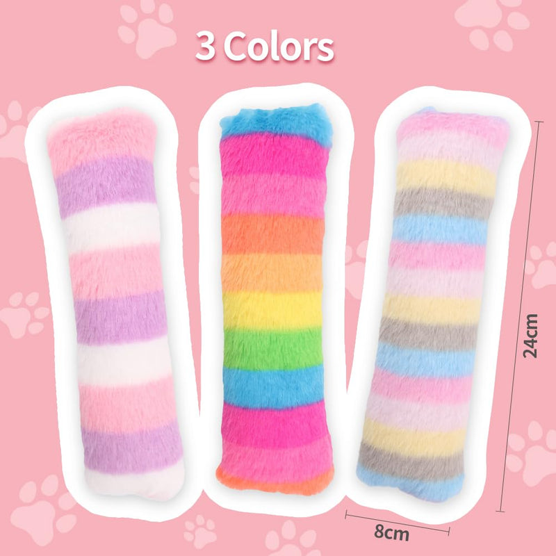 Catnip Toys, Interactive Cat Toys for Indoor Cats, 3 Pack Cat Pillows/Animal Tail, Rainbow Colors, 9.5 Inches - BeesActive Australia