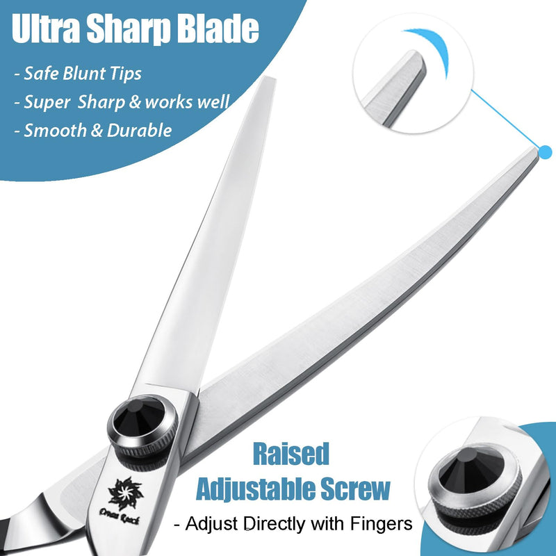 Dream Reach 6 Inch Professional Curved Dog Scissors Grooming Scissors with Ergonomic Handle 440C Stainless Steel Safety Grooming Scissors for Dogs Cats Cutting Black 6" - BeesActive Australia