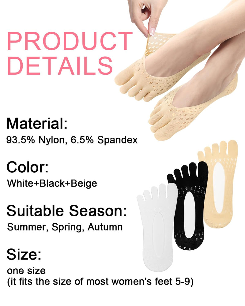 6 Pair Bunion Relief Socks, Toe Alignment Compression Toe Separator Socks, No Show Low Cut Liner Five Finger for Women & Men Bunion