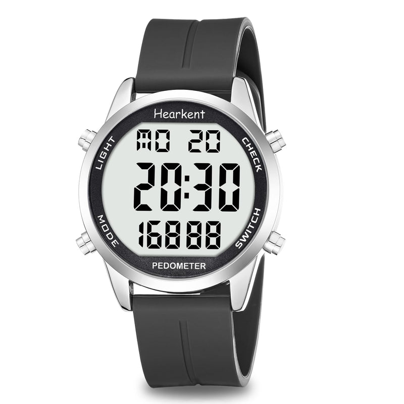 Pedometer Watch for Walking for Senior No App Required with Steps Calories Counter and LCD Large Numbers Black - BeesActive Australia