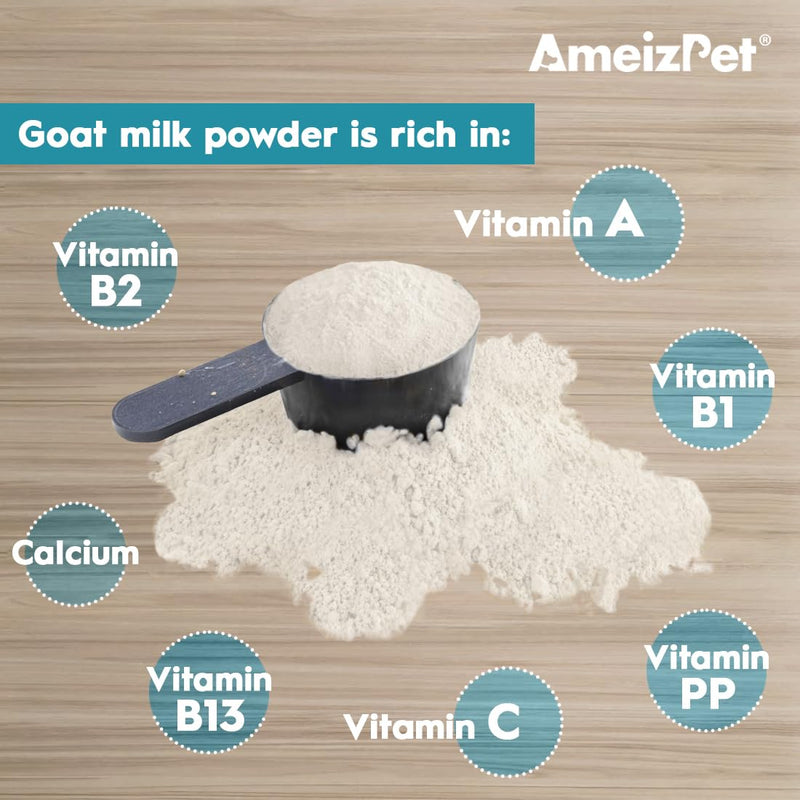 AmeizPet 100% Natural Goats Milk Powder For Dogs, Powder To Create Delicious Goat Milk, Perfect for Hydration, Nutrient Rich Sensitive Tummy Dog Food Topper, 200g (7 Oz.) Goat milk powder 200 g (Pack of 1)