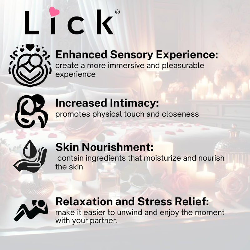 Lick Strawberries and Cream Flavored Massage Oil ‚Äì Romantic, Body Safe, Non-Greasy Formula, Date Night 4 oz 4 Fl Oz (Pack of 1) - BeesActive Australia