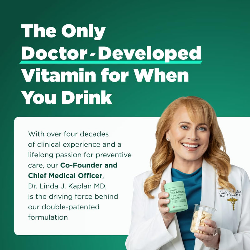 H-PROOF The Anytime You Drink Vitamin, Lemonade, 40 Chewable Tablets | 20 Servings, Supports Liver Health, Replenishes Electrolytes for Hydration, DHM, Milk Thistle, L-Glutathione, Vitamins B & C