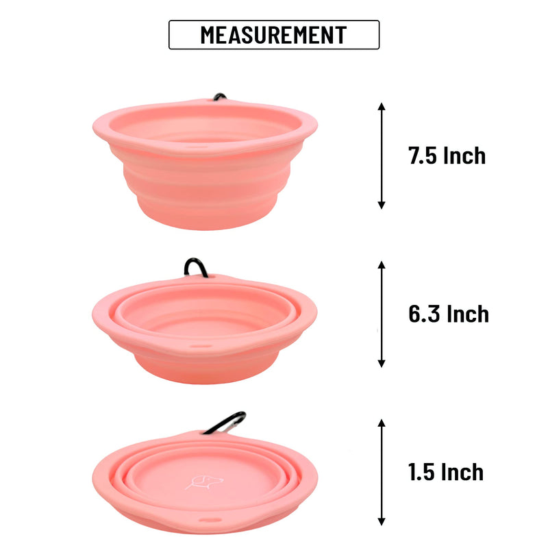 2-PACK FUREVER Large Size Collapsible Silicone Portable Dog Water Bowls for Outdoor Travel Camping Walking Hiking Gear Foldable Rubber popup Dish XL size 27oz 800ml Puppy Pet Platos para Perros -PINK BABY PINK - BeesActive Australia