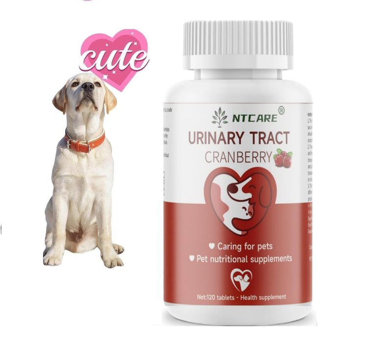 Cranberry for Dogs - Urinary Tract Support, Bladder Health, Dog UTI, Bladder Stones, Incontinence Support, Cranberry for Dogs and Cats, 120 Tablets