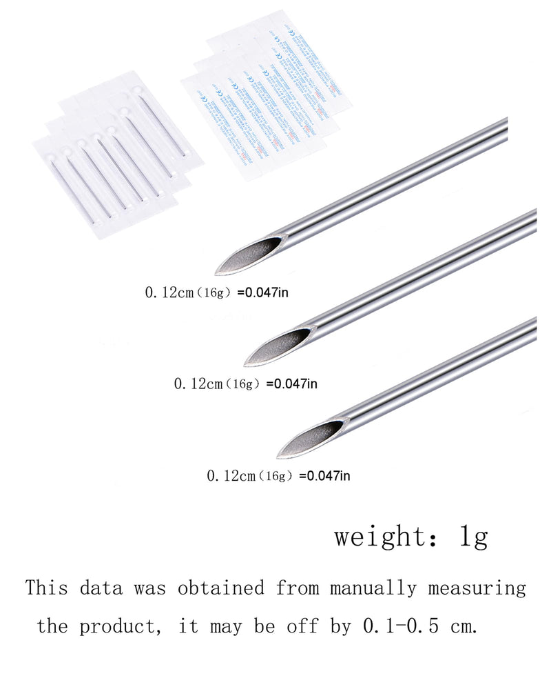 QWALIT Piercing Needle Kit - Ear & Belly Button Piercing Set 20G, 18G, 16G, 12G, 14G D1-16 gauge - BeesActive Australia