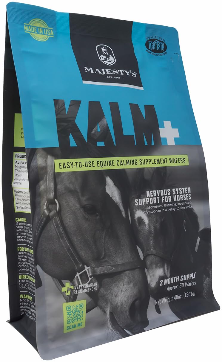 Majesty's KALM+ Wafers- Horse/Equine Balanced Behavior and Normal Nervous System Function Support Supplement - 30 Count (1 Month Supply) Apple