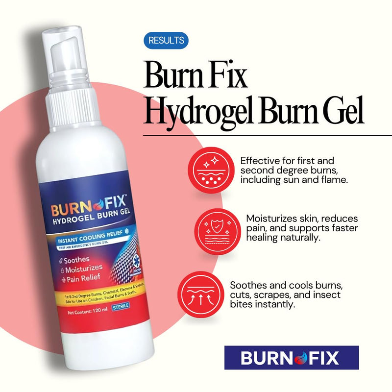 BurnFix¬Æ Hydrogel Burn Spray ‚Äì 120 ml Instant Cooling Relief for 1st & 2nd Degree Burns, Sunburns & Scalds | Doctor-Recommended Moisturizing First Aid Essential for Kids & Adults 1