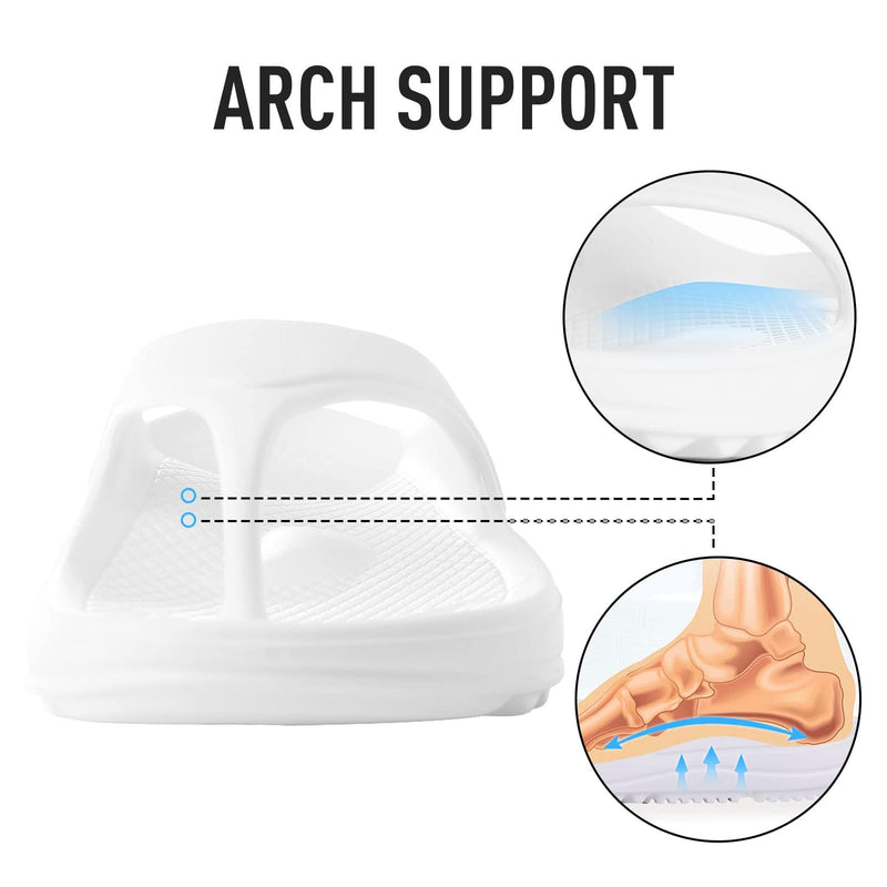 shevalues Orthopedic Sandals for Women, Arch Support Recovery Flip Flops 8.5-9 Women/7-7.5 Men White