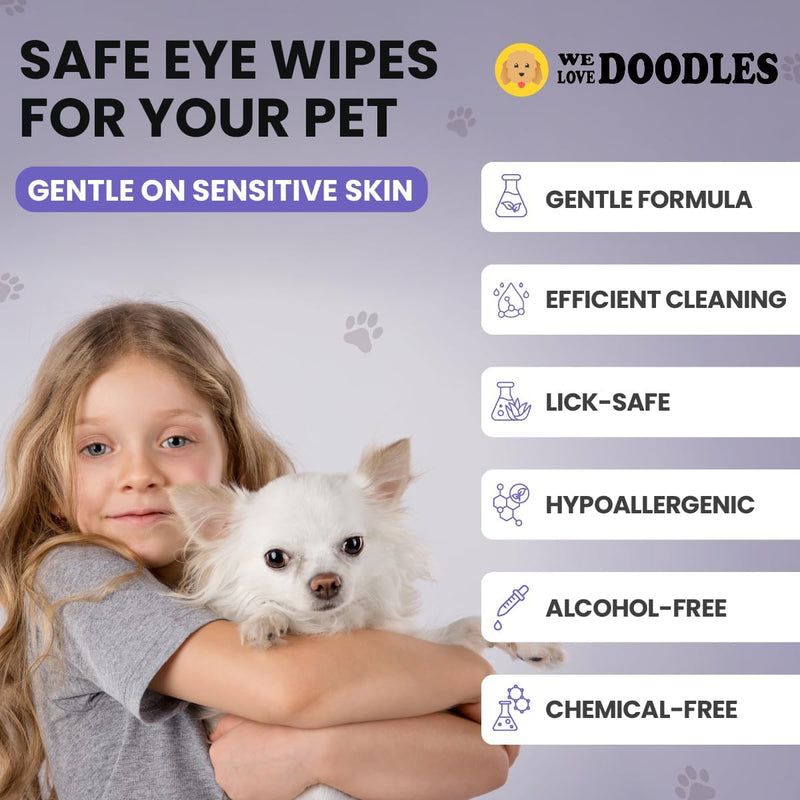 We Love Doodles Dog Eye Wipes - Gently Clean Eyes with Pre-Soaked Eye Wipes for Dogs, Effective Tear Stain Remover for Dogs, Safe Pet Eye Wipes for Crust & Eye Debris, Dog Eye Cleaner - 200 Pads 200 Wipes - BeesActive Australia