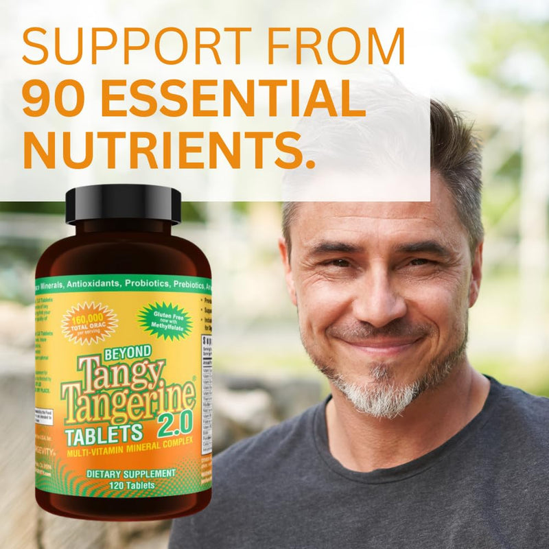 Youngevity Beyond Tangy Tangerine 2.0 Multivitamin Complex, 120 Tablets | Vitamins, minerals, amino acids, probiotics, methylfolate, antioxidants, whole-food nutrients, 160,000 ORAC, 120 tablets 1