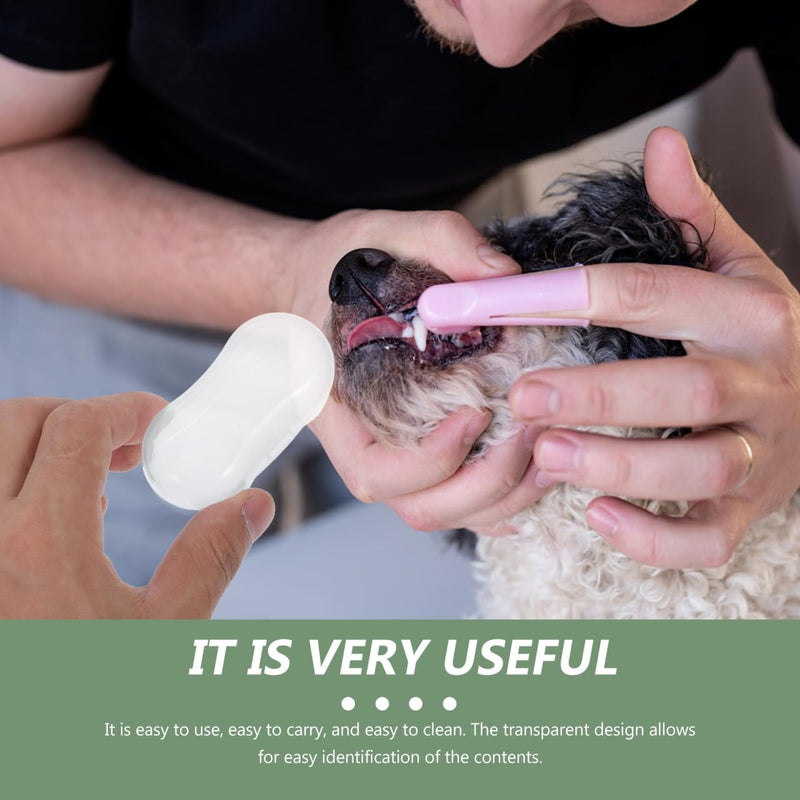 HEALLILY 20Pcs Dog Finger Toothbrush Storage Box Portable Transparent Case Compact Pet Dental Care Organizer Easy Carry for Travel and Home