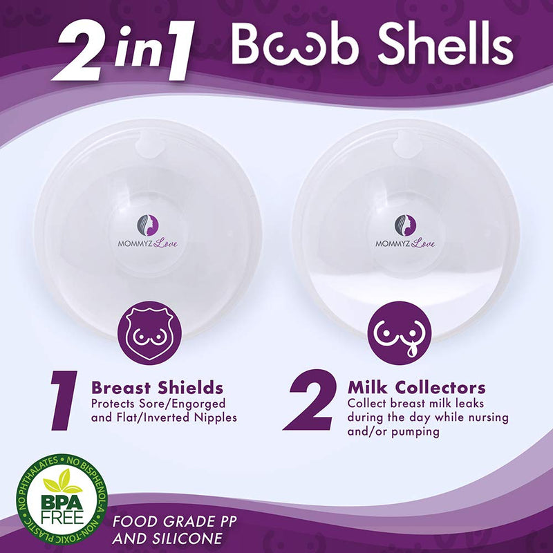 NEW Model with Plugs! Breast Shell & Milk Catcher for Breastfeeding Relief (2 in 1) Protect Cracked, Sore, Engorged Nipples & Collect Breast Milk Leaks During The Day, While Nursing or Pumping With Plugs - 2 Pack - BeesActive Australia