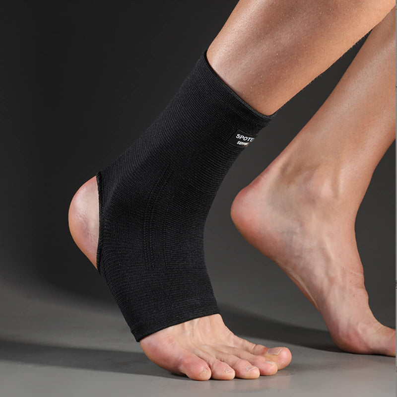 SPOTBRACE Ankle Brace Compression Sleeve(2 PACK),Breathable Ankle Support For Men Women, Foot Compression Sock for Swelling, Plantar Fasciitis, Sprain Black Large(2 PACK)