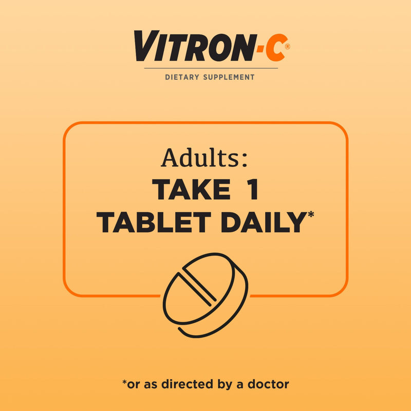 Vitron-C Iron Supplement, Once Daily, High Potency Iron Plus Vitamin C, Support Red Blood Cell Production, Dye Free Tablets, 60 Count, 2 Pack 60 Count (Pack of 2)