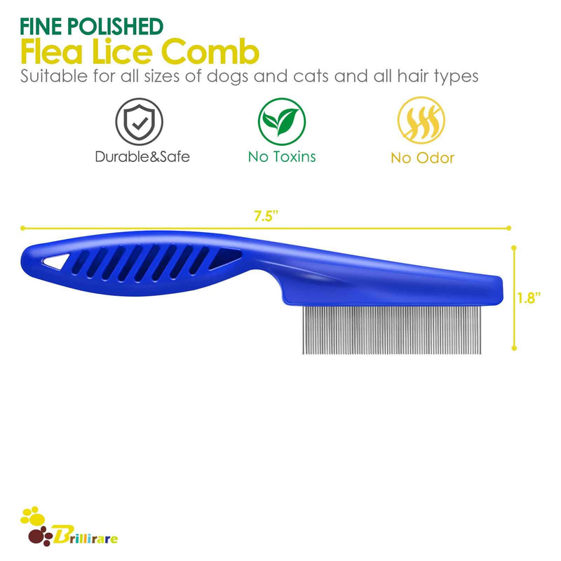 3 Pack Pet Hair Comb, Flea Lice Combs, Stainless Steel Dog Cat Grooming Comb with Rounded Teeth, Professional Tear Stain Remover, Dematting Tool for Small, Medium & Large Pets - BeesActive Australia