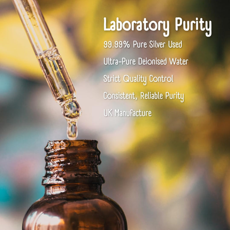 Pure & Natural Colloidal Silver 20PPM - High Strength Natural Antibacterial, Antifungal, Anti Itch for Dogs, Cats, other Animals, 100ml with Dropper