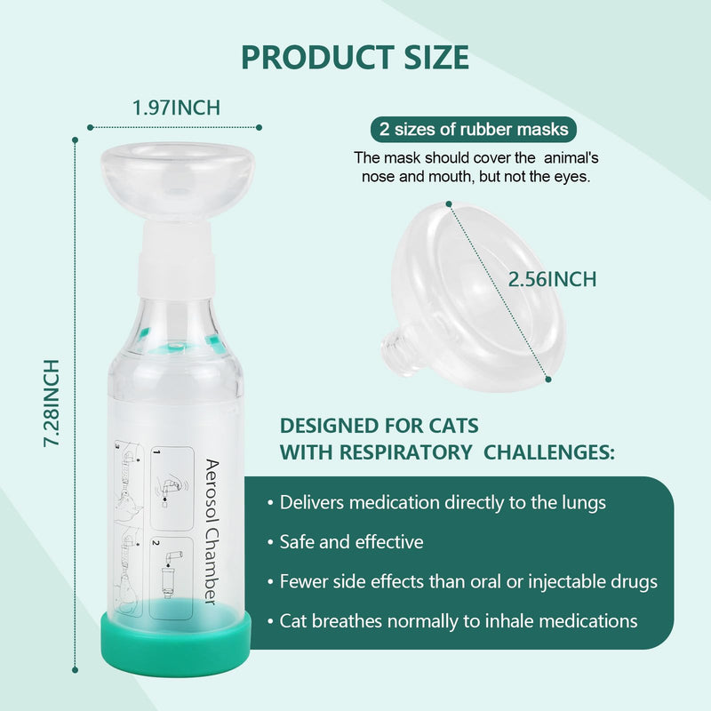 Cat handheld inhaler spacer with 2 cat masks helps breathing and administering medication - BeesActive Australia