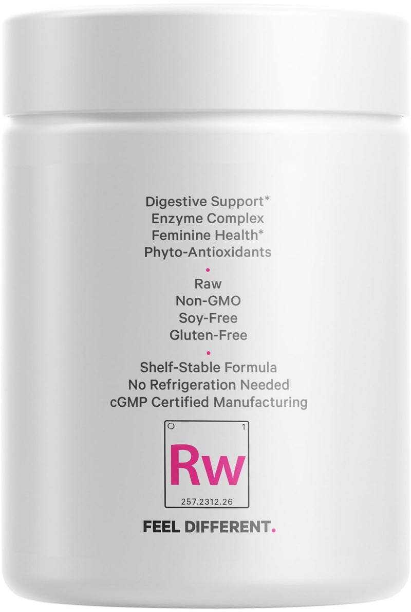 Codeage Raw Women’s Probiotic+ Supplement - 34 Probiotic Strains, 100 Billion CFUs, Digestive Enzymes, Prebiotic Blend, DIM, Herbal Extracts, Phytonutrients - Non-GMO - 60 Capsules