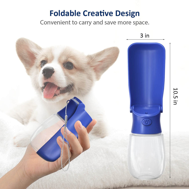 WePet Foldable Portable Dog Water Bottle Puppy Water Dispenser with Drinking Feeder, 12 OZ, High-temperature Resistant Leak Proof for Pets Outdoor Walking, Hiking, Travel, Food Grade Plastic BPA Free #06 Navy Blue